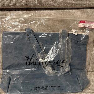 Thirty-One Around Town Tote Denim Distressed Pebble NEW